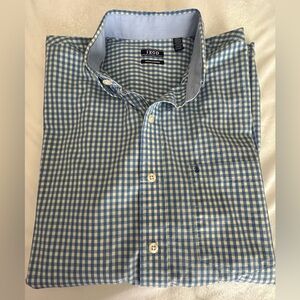 IZOD Premium Essentials Men’s‎ Size XLT button down. Blue/yellow Checked EUC
